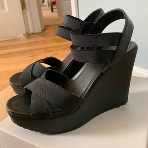 Call It Spring Black strappy wedges!